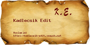 Kadlecsik Edit névjegykártya